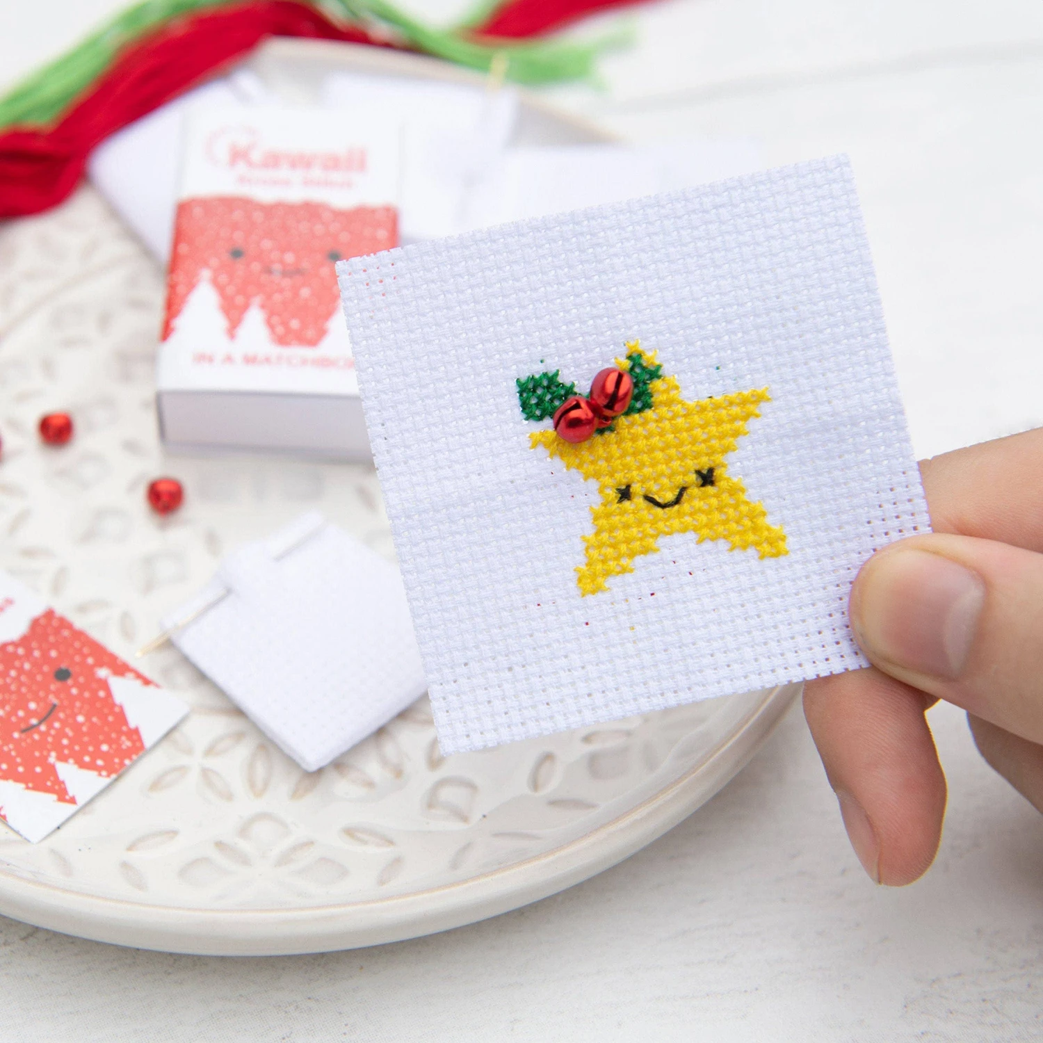 Mini Matchbox Cross Stitch Kit - Christmas Star 3 Mini Matchbox Cross Stitch Kit - Christmas Star