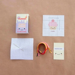 Mini Matchbox Cross Stitch Kit - Kawaii Cupcake -Olympus Handmade Store marvling bros matchbox cross stitch kit cupcake 0003 Layer4