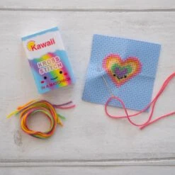 Mini Matchbox Cross Stitch Kit - Rainbow Heart