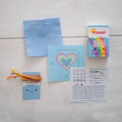 Mini Matchbox Cross Stitch Kit - Rainbow Heart -Olympus Handmade Store marvling bros matchbox cross stitch kit rainbow heart 0001 Layer3