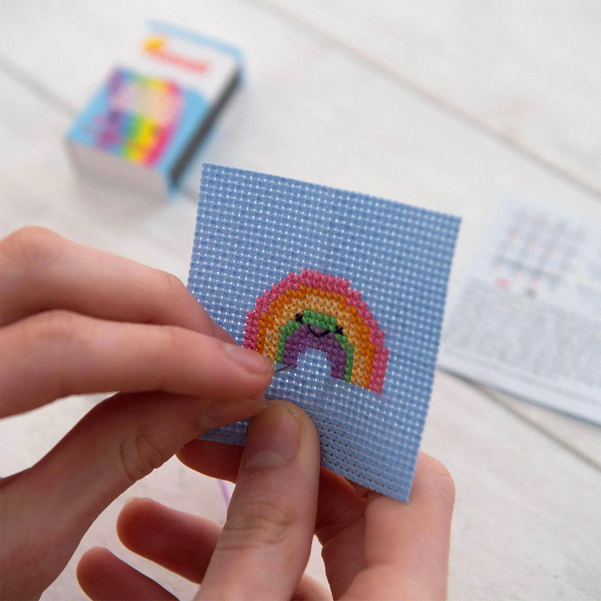 Mini Matchbox Cross Stitch Kit - Rainbow 3 Mini Matchbox Cross Stitch Kit - Rainbow