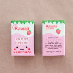 Mini Matchbox Cross Stitch Kit - Kawaii Strawberry -Olympus Handmade Store marvling bros matchbox cross stitch kit strawberry 0004 Layer5