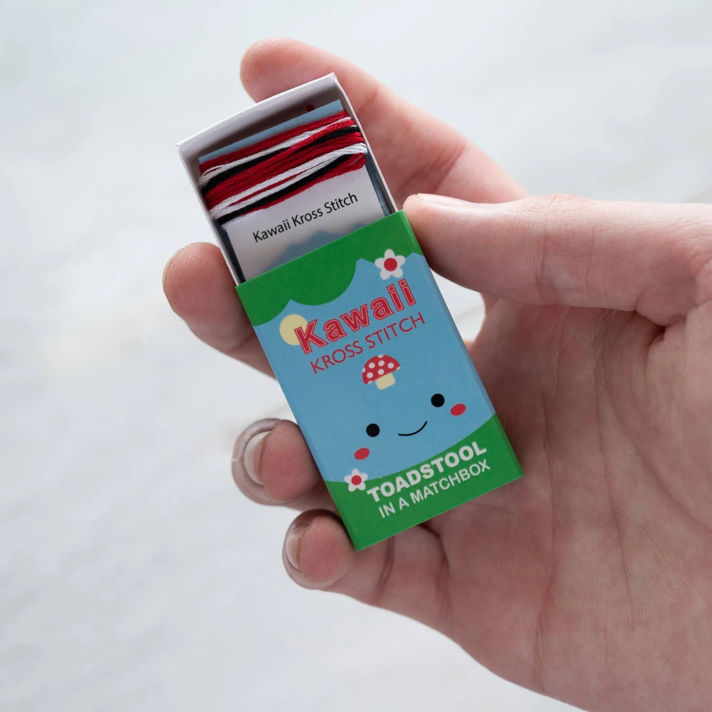 Kawaii Toadstool Mini Cross Stitch Kit In A Matchbox 5 Kawaii Toadstool Mini Cross Stitch Kit In A Matchbox - Image 3