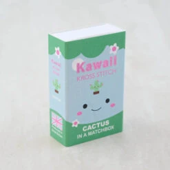 Kawaii Cactus Mini Cross Stitch Kit In A Matchbox -Olympus Handmade Store marvling brothers matchbook cross stitch kit 1