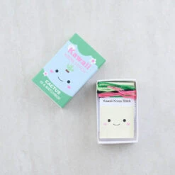 Kawaii Cactus Mini Cross Stitch Kit In A Matchbox -Olympus Handmade Store marvling brothers matchbook cross stitch kit 4