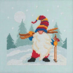 Skiing Gnome Cross Stitch Kit