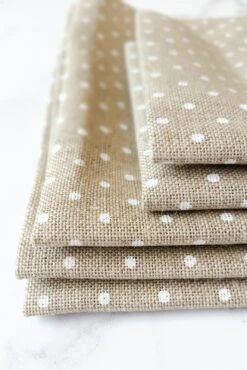 Natural/White Polka Dot Linen Fabric - 32 Count -Olympus Handmade Store natural white polka dot linen 32 count 3