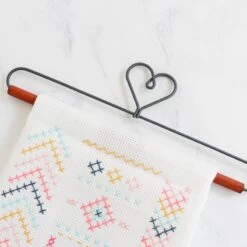 Heart Needlework Hanger With Wooden Dowel -7-1/2" -Olympus Handmade Store needlework hanger 25