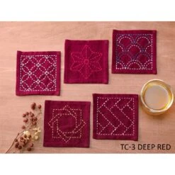 Olympus Sashiko Embroidery Coaster Set -Olympus Handmade Store olympus sashiko coaster kit 0002 TC 3dEEPRED
