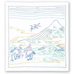Olympus Views Of Mt. Fuji Sashiko Embroidery Kit - Seven Cranes