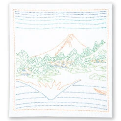 Olympus Views Of Mt. Fuji Sashiko Embroidery Kit - Upside Down Fuji