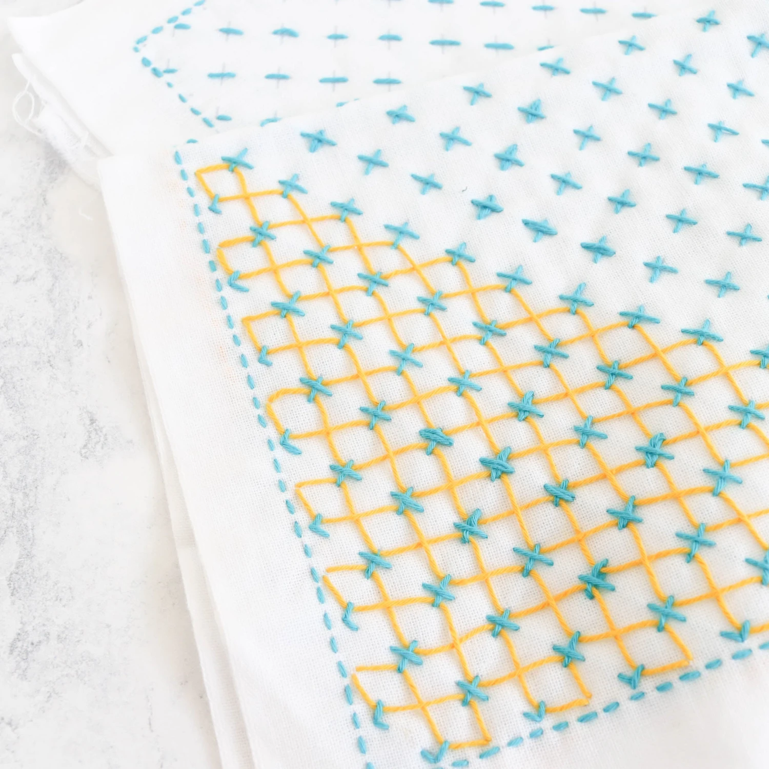 Olympus Sashiko Weaving (Kuguri-Sashi) Sampler Cloth - Asagao White 7 Olympus Sashiko Weaving (Kuguri-Sashi) Sampler Cloth - Asagao White - Image 5