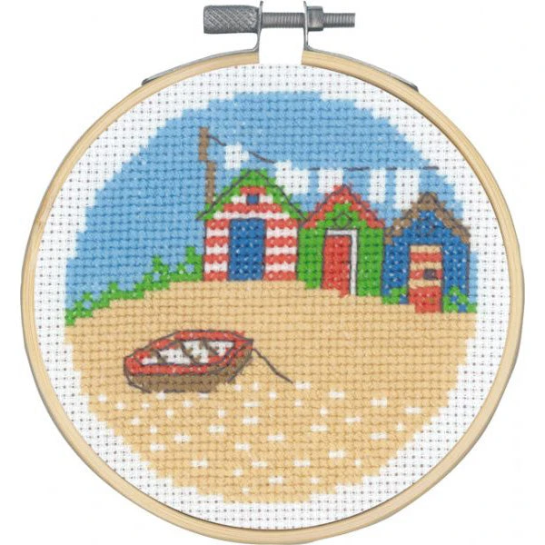 Mini Seaside Cross Stitch Kit - Three Bathhouses 3 Mini Seaside Cross Stitch Kit - Three Bathhouses