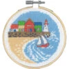 Mini Seaside Cross Stitch Kit - Houses On The Harbor -Olympus Handmade Store permin cross stitch kit houses harbor 01