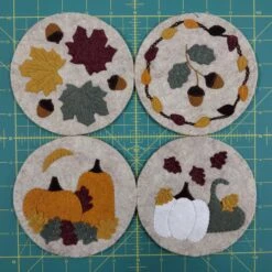 Autumn Coasters Wool Felt Appliqué Kit -Olympus Handmade Store rachels of greenfield felt autumn coasters kit 3