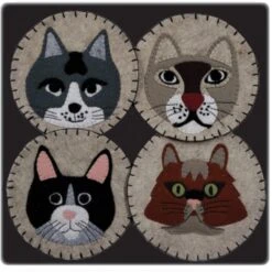 Cat Coaster Wool Felt Appliqué Kit