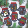 Charcoal Mitten Ornament Wool Felt Appliqué Kit -Olympus Handmade Store rachels of greenfield felt charcoal mitten ornament kit