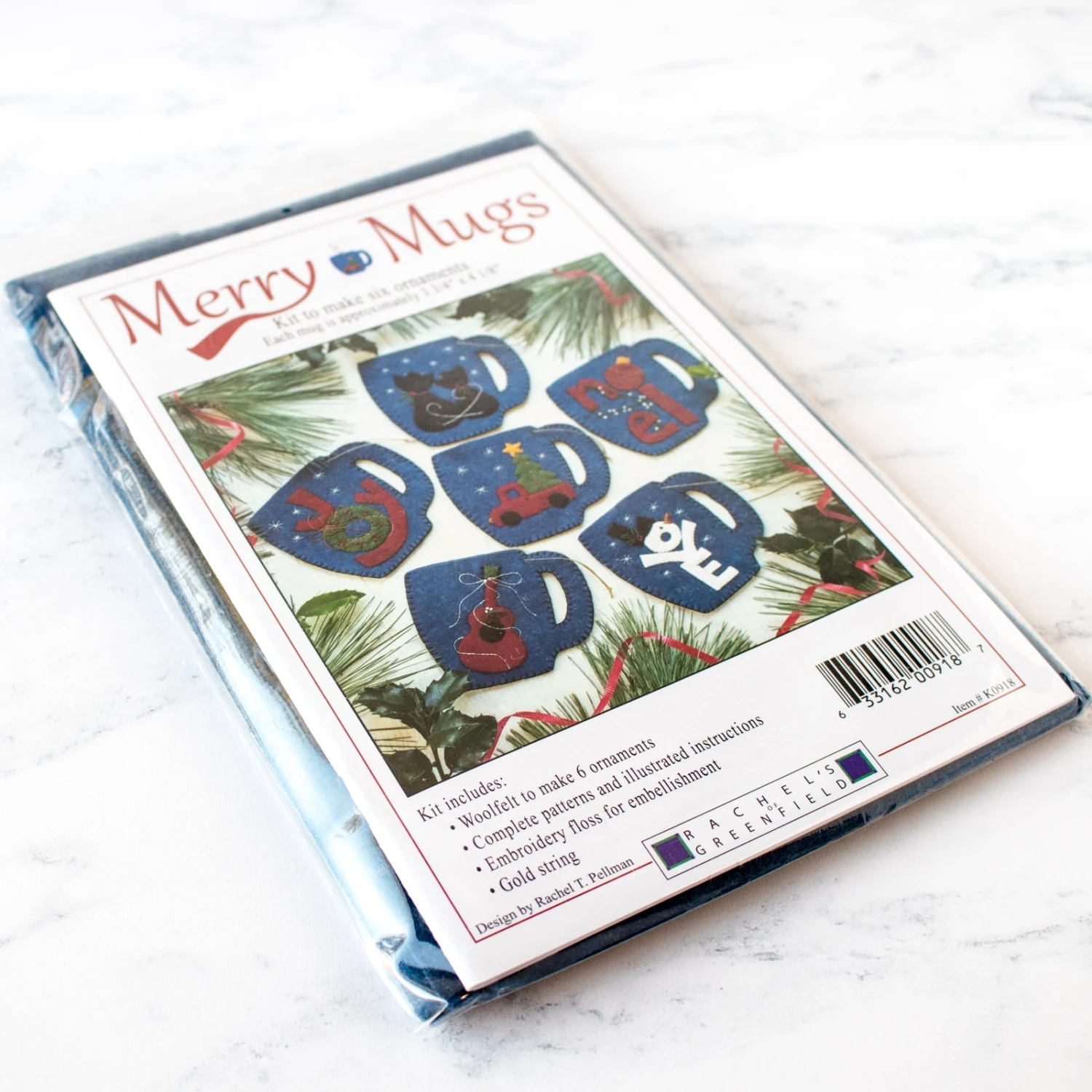 Merry Mugs Ornament Wool Felt Appliqué Kit 4 Merry Mugs Ornament Wool Felt Appliqué Kit - Image 2