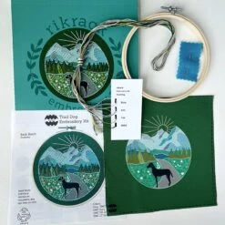 Trail Dog Hand Embroidery Kit -Olympus Handmade Store rikrack embroider kit trail dog 03