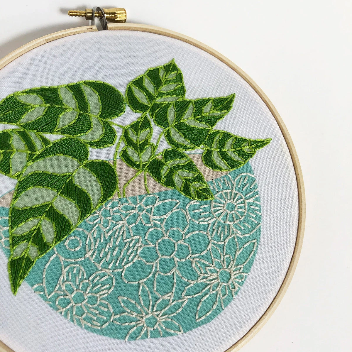 Blue Flower Pot Hand Embroidery Kit 5 Blue Flower Pot Hand Embroidery Kit - Image 3