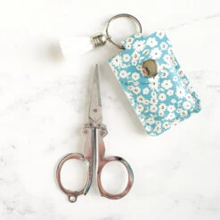 Folding Scissors With Leather Pouch - Spring Gardens -Olympus Handmade Store riley blake folding scissors pouch 02