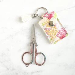 Folding Scissors With Leather Pouch - Picnic Florals -Olympus Handmade Store riley blake folding scissors pouch 04