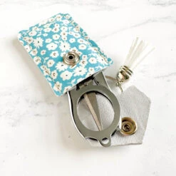 Folding Scissors With Leather Pouch - Spring Gardens -Olympus Handmade Store riley blake folding scissors pouch 09