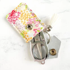 Folding Scissors With Leather Pouch - Picnic Florals -Olympus Handmade Store riley blake folding scissors pouch 11