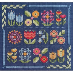 Gathering Bright Blooms Cross Stitch Pattern