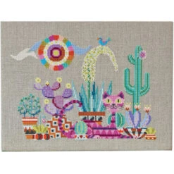 Cactus Cat Cross Stitch Pattern