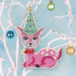 Christmas Fawn Cross Stitch Ornament Kit