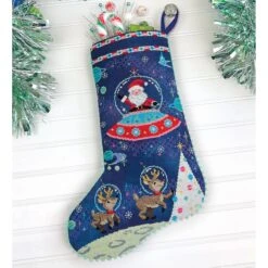 Cosmic Christmas Stocking Cross Stitch Pattern