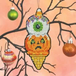 Cross Stitch Halloween Ornament Kit - Eye Scream