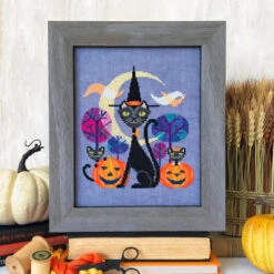Halloween Cat Cross Stitch Pattern