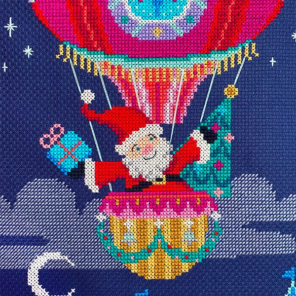 Sky High Santa Christmas Stocking Cross Stitch Pattern 4 Sky High Santa Christmas Stocking Cross Stitch Pattern - Image 2