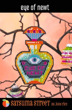 Eye Of Newt Halloween Cross Stitch Ornament Kit -Olympus Handmade Store satsuma street halloween cross stitch kit eye of newt 2