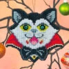 Vamp-purr Halloween Cross Stitch Ornament Kit -Olympus Handmade Store satsuma street halloween cross stitch kit vamp purr 1