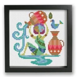 Zodiac Cross Stitch Pattern - Aquarius -Olympus Handmade Store satsuma street zodiac cross stitch aquarius 2