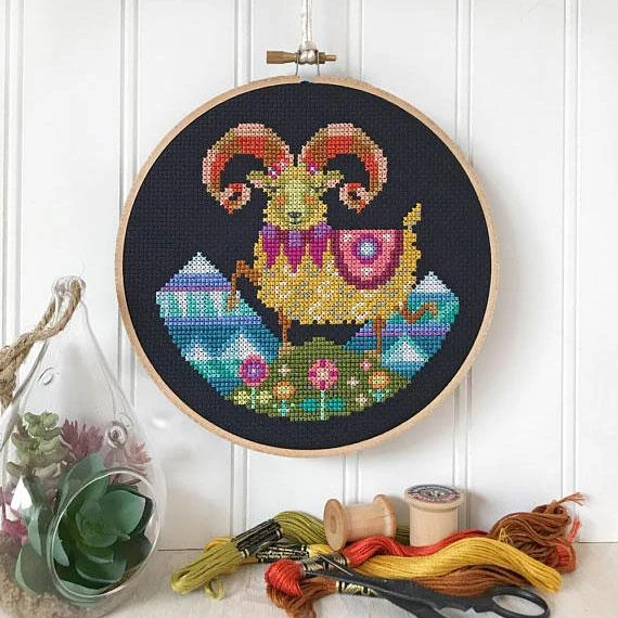 Zodiac Cross Stitch Pattern - Aries 3 Zodiac Cross Stitch Pattern - Aries