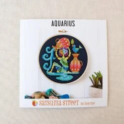 Zodiac Cross Stitch Pattern - Aquarius -Olympus Handmade Store satsuma street zodiac cross stitch series charts 1