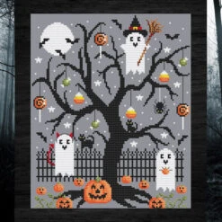 Halloween Tree Cross Stitch Pattern