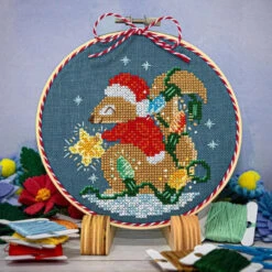 Squirrel's Bright Winter Night Cross Stitch Pattern