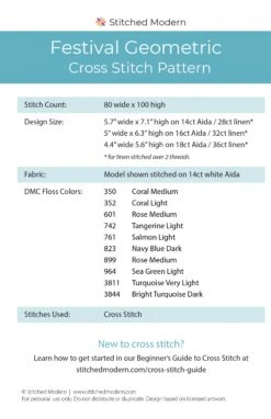 Festival Geometric Cross Stitch Kit -Olympus Handmade Store stitched modern cross stitch kit geometric festival 04