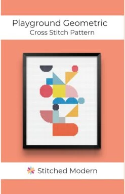 Geometric Playground Cross Stitch Kit -Olympus Handmade Store stitched modern cross stitch kit geometric playground 03
