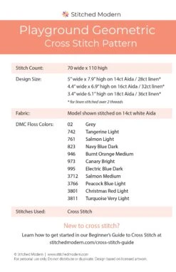 Geometric Playground Cross Stitch Kit -Olympus Handmade Store stitched modern cross stitch kit geometric playground 04