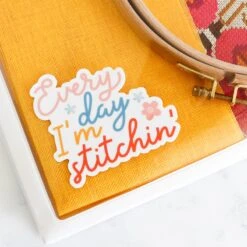 Stitchy Stickers - Every Day I'm Stitchin' -Olympus Handmade Store stitched modern cross stitch stickers 1
