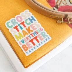 Stitchy Stickers - Cross Stitch Makes Everything Better -Olympus Handmade Store stitched modern cross stitch stickers 5