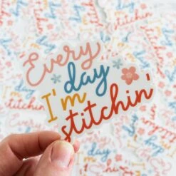 Stitchy Stickers - Every Day I'm Stitchin' -Olympus Handmade Store stitched modern cross stitch stickers 9