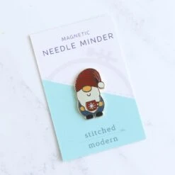 Happy Gnome Magnetic Needle Minder -Olympus Handmade Store stitched modern happy gnome needle minder 01