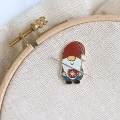 Happy Gnome Magnetic Needle Minder -Olympus Handmade Store stitched modern happy gnome needle minder 04